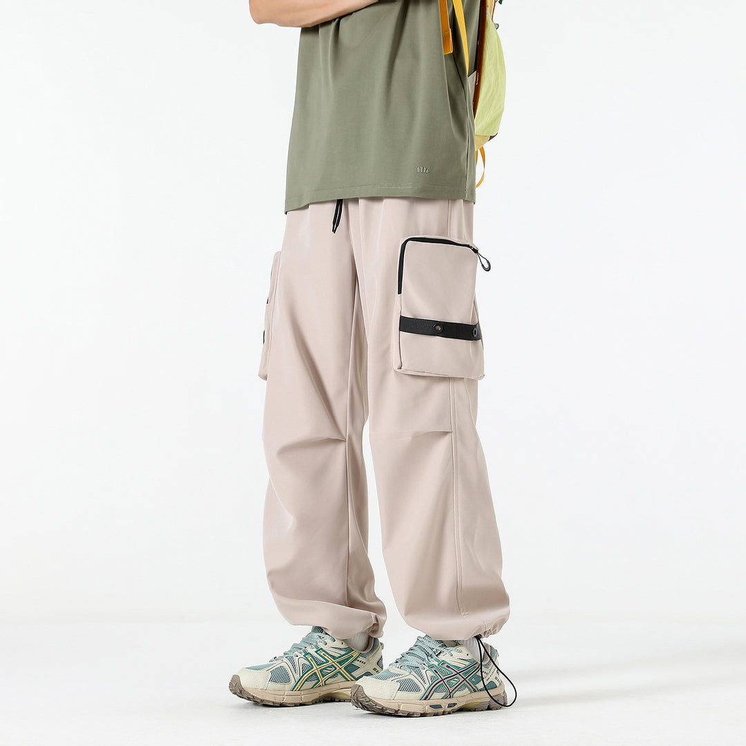 Herren Weite Utility-Cargohose mit großvolumigen Klappentaschen und Kordelzugbund Echo Archiv