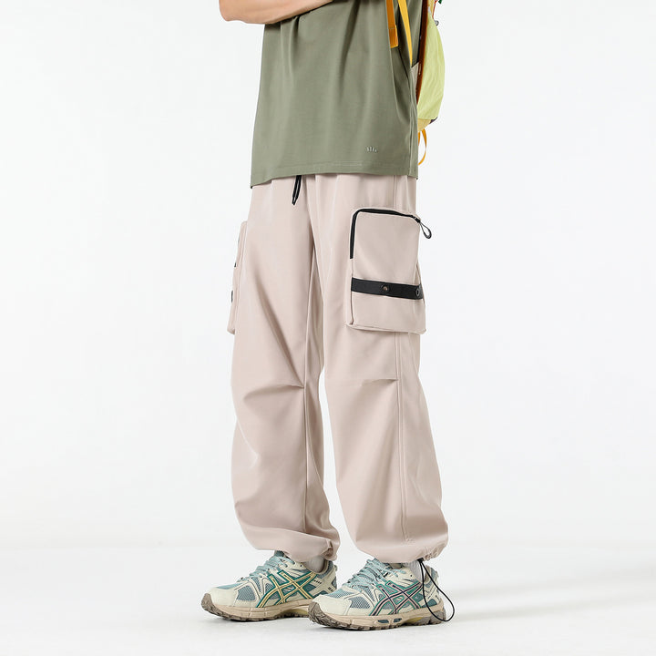 Herren Weite Utility-Cargohose mit großvolumigen Klappentaschen und Kordelzugbund Echo Archiv