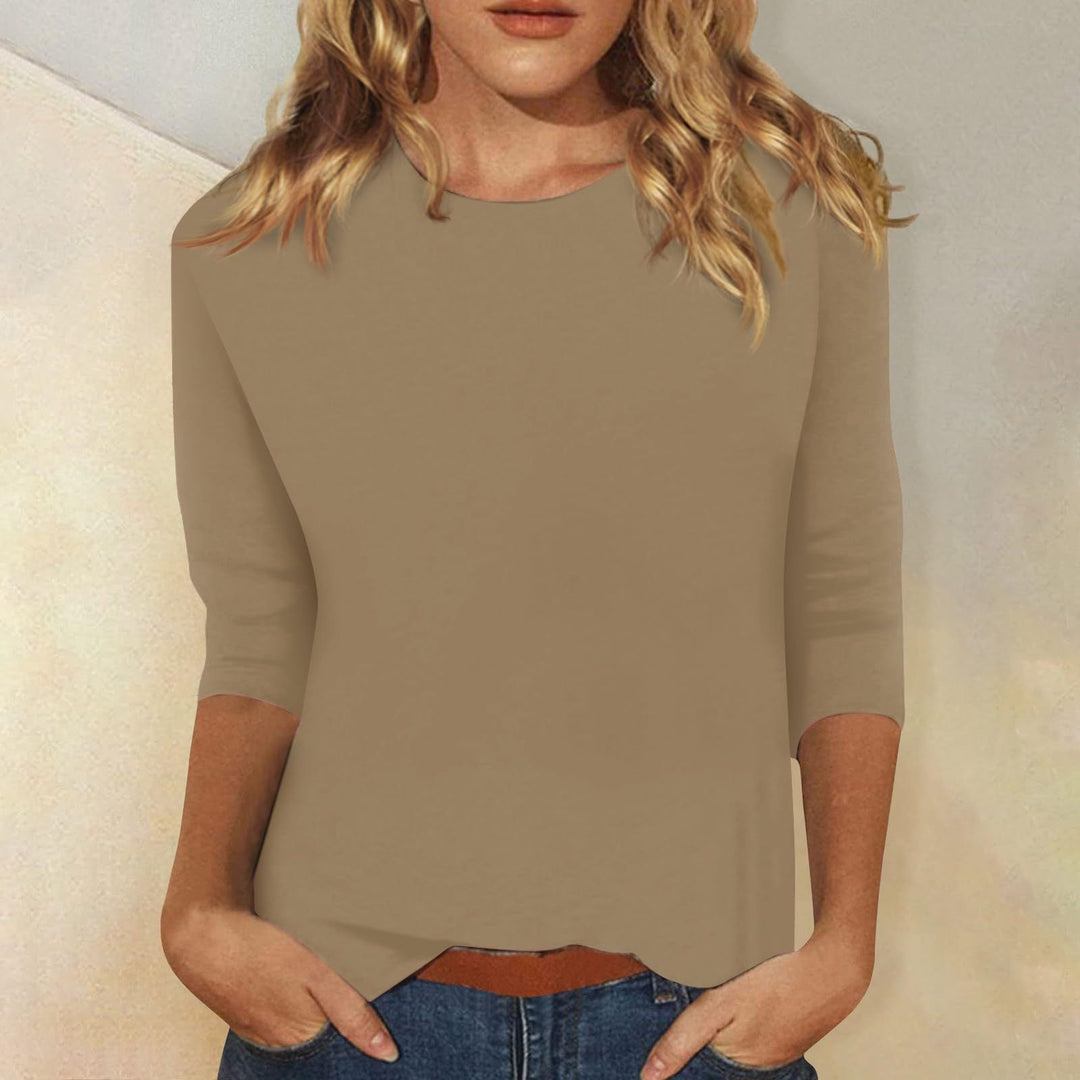 Damen Lockeres Baumwollshirt mit 3/4-Ärmeln Echoarchiv