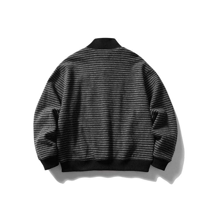 Herren Gestreifter Blouson im Boxy‑Cut mit Rippenkragen und Knopffront Echoarchiv