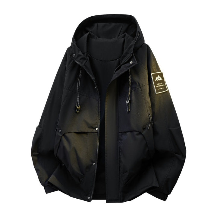 Herren Wattierte Kapuzen-Utility-Jacke mit abnehmbarem Innenfutter & hohem Stehkragen Echoarchiv