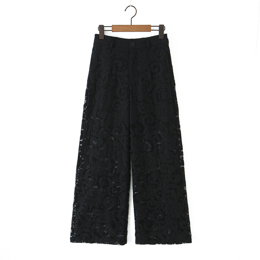 Damen hochtaillierte Spitzenslouchhose mit durchgehendem Futter, weitem Bein und Bund mit Gürtelschlaufen – Avélisse