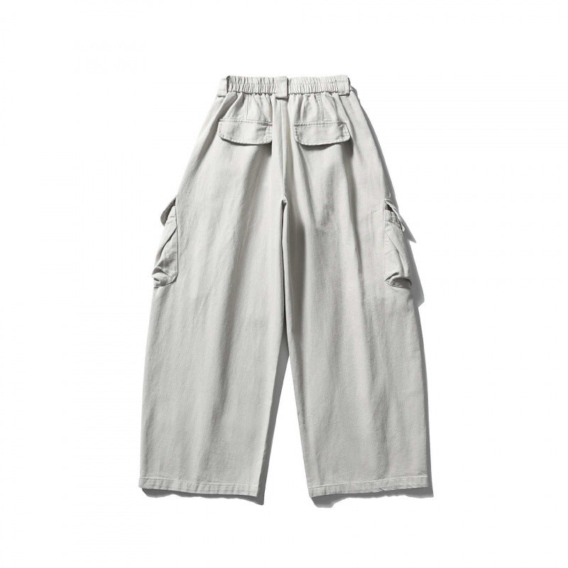 Unisex Weite Cargo-Cropped-Hose mit hohem elastischem Bund, Mehrfachtaschen und Kordelzug Echo Archiv