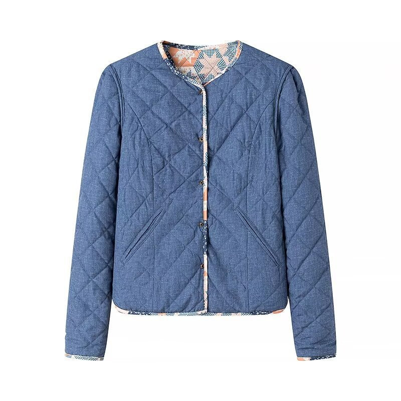 Damen Leichte Steppjacke mit Patchwork‑Blumenmuster und kurzem Schnitt Echo Archiv