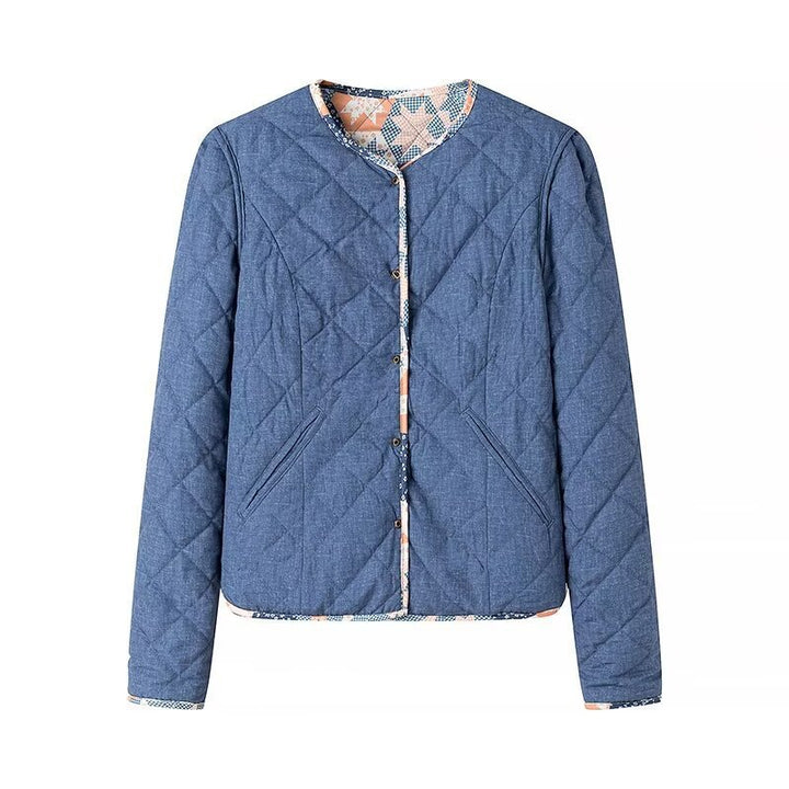 Damen Leichte Steppjacke mit Patchwork‑Blumenmuster und kurzem Schnitt Echo Archiv