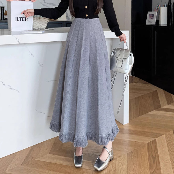 Damen Eleganter Maxirock mit Fransen Echo Archiv