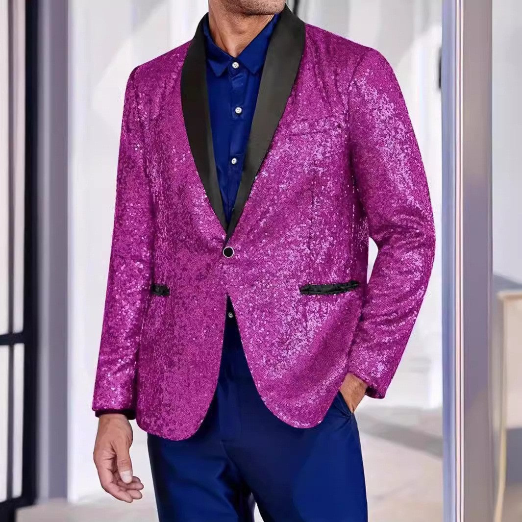 Herren Glamouröser Paillettenblazer mit Seidenaufsatz Echoarchiv