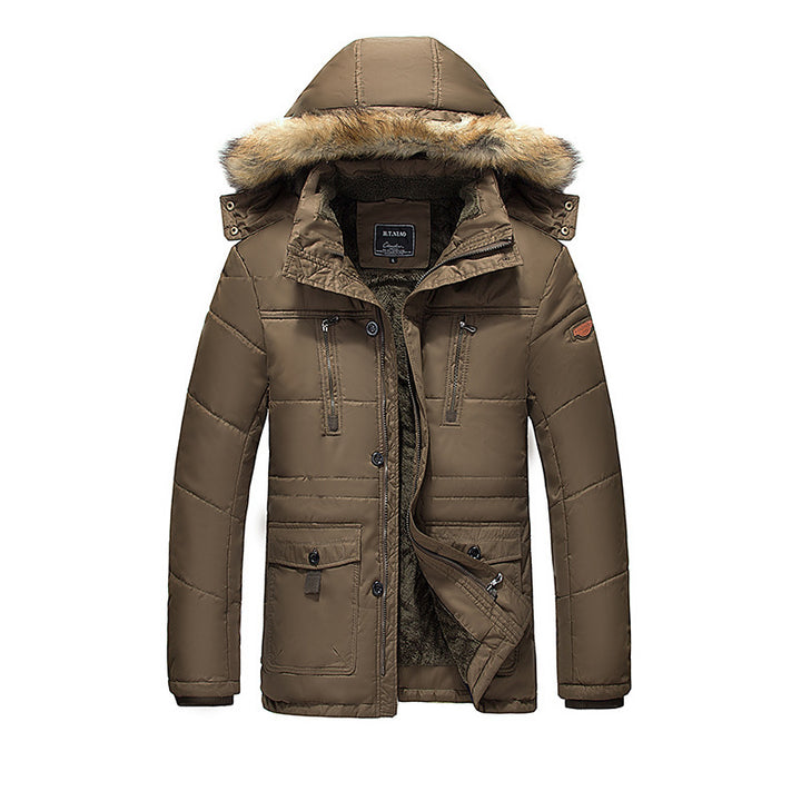 Herren Winterparka mit abnehmbarer Kunstfellkapuze gesteppter Thermofütterung und multifunktionalen Taschen Echo Archiv