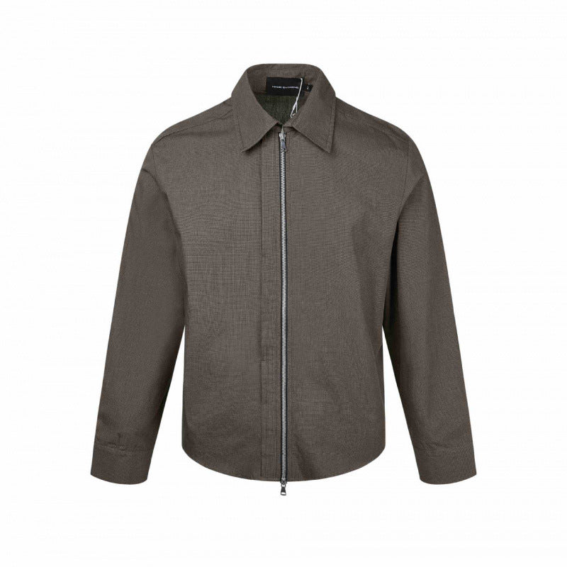 Herren Boxy-Hemdjacke mit Zwei-Wege-Metallreißverschluss und feiner Strukturqualität Echo Archiv