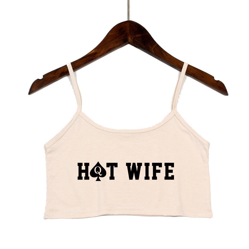 Damen Crop-Top mit modernen Schriftzügen und verstellbaren Trägern Echo Archiv