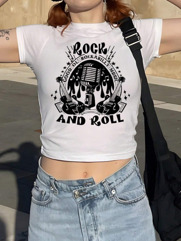 Damen cropped T-Shirt mit exklusivem Pferdemotiv und figurbetontem Schnitt Echo Archiv