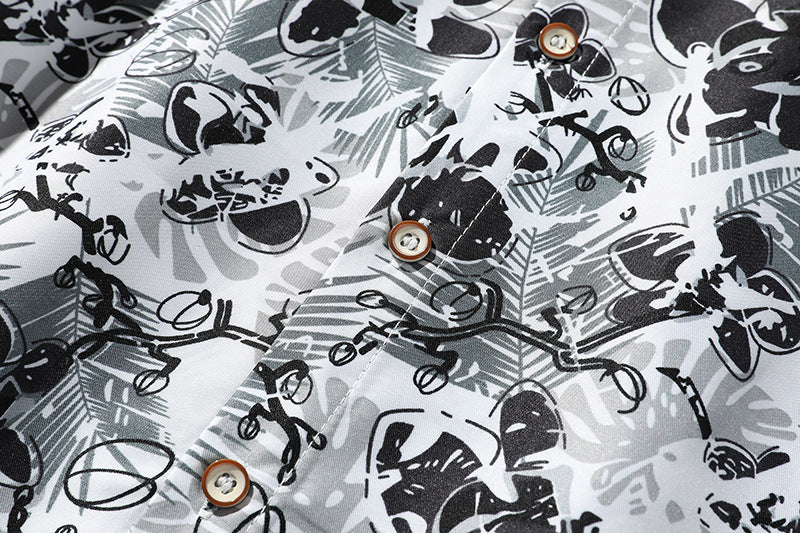 Herren Oversize-Knopfhemd mit grafischem Allover-Print und lockerem Relaxed-Schnitt Echo Archiv