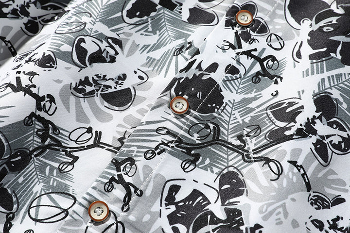 Herren Oversize-Knopfhemd mit grafischem Allover-Print und lockerem Relaxed-Schnitt Echo Archiv