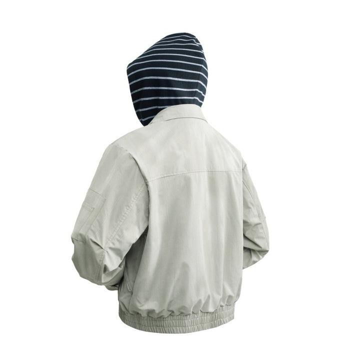 Leichte Bomberjacke für Herren mit gestreifter Kapuzen-Innenjacke, elastischem Saum und Utility-Arm-Tasche – Brevano