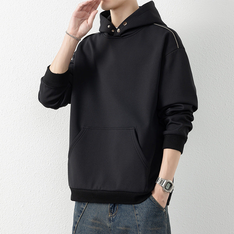 Herren Oversize-Kapuzenpullover mit Kängurutasche & Druckknopf-Hals Echo Archiv