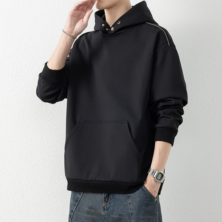 Herren Oversize-Kapuzenpullover mit Kängurutasche & Druckknopf-Hals Echo Archiv