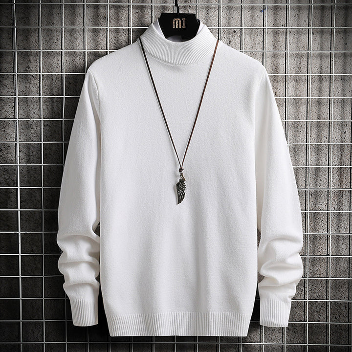 Herren nan Premium Stehkragenpullover aus feinem Baumwoll-Mix mit gerippten Bündchen und schmaler Silhouette Echo Archiv