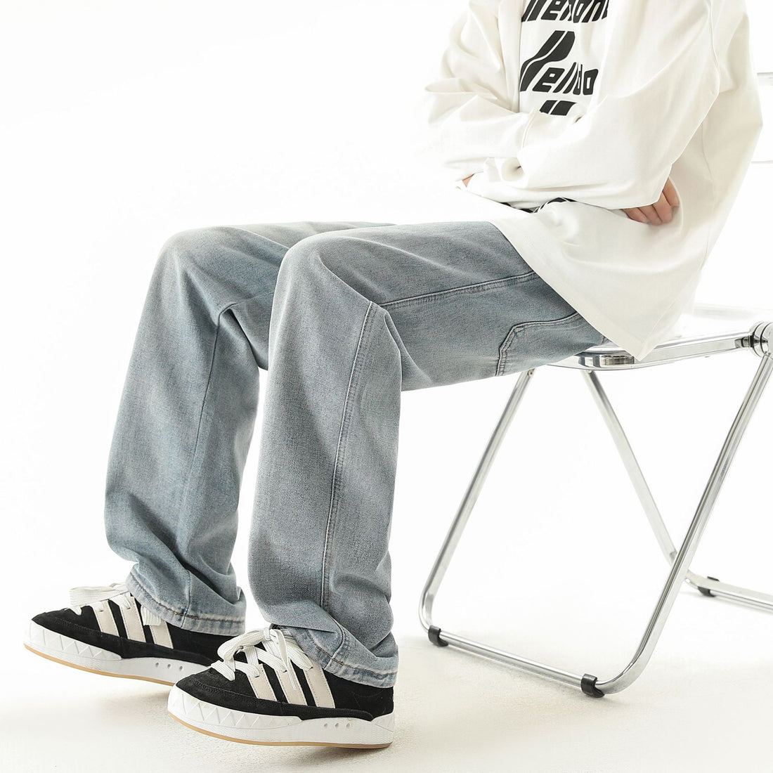 Herren Relaxed-Fit Denim-Jogginghose mit elastischem Tunnelzugbund und geradem Bein Echo Archiv