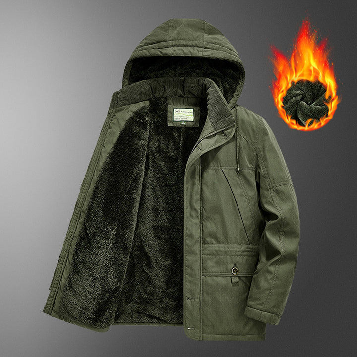 Herren gefütterter Kapuzenparka mit Thermo-Teddyfutter, winddichter Baumwollmix-Außenschale und Mehrfachtaschen Echo Archiv