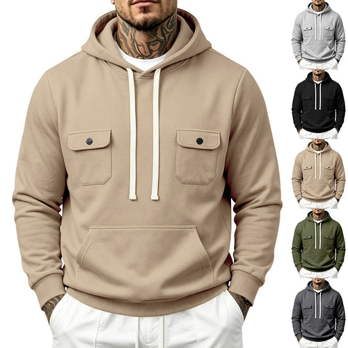 Herren Kapuzenpullover mit Doppel-Brusttaschen und Kängurutasche Echoarchiv