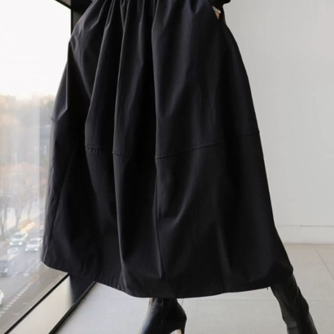 Damen Langer Voluminöser Maxi-Rock mit weitem Saum und elastischem Bund Echoarchiv