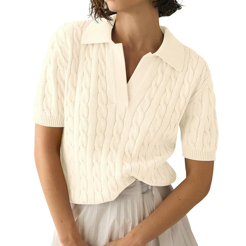 Echoarchiv | Polo-Kragen Twist Strickpullover