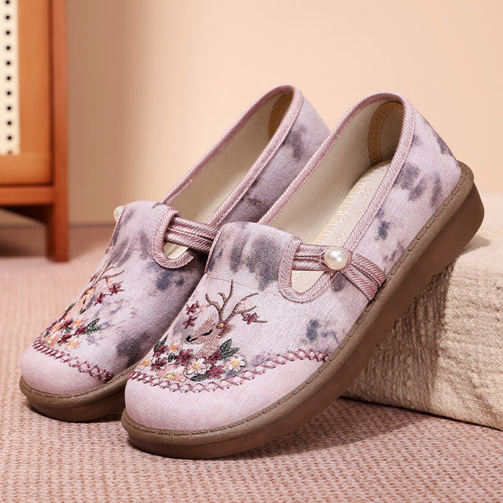Damen nan bestickte Slipper mit Perlendetail, atmungsaktivem Textiloberteil und stoßdämpfender Komfortsohle Echo Archiv