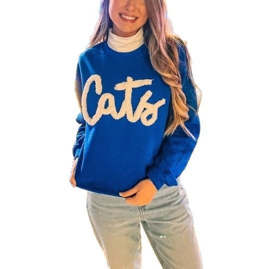 Damen Rundhals‑Sweatshirt mit Chenille‑Schriftzug und Oversize‑Schnitt Echo Archiv