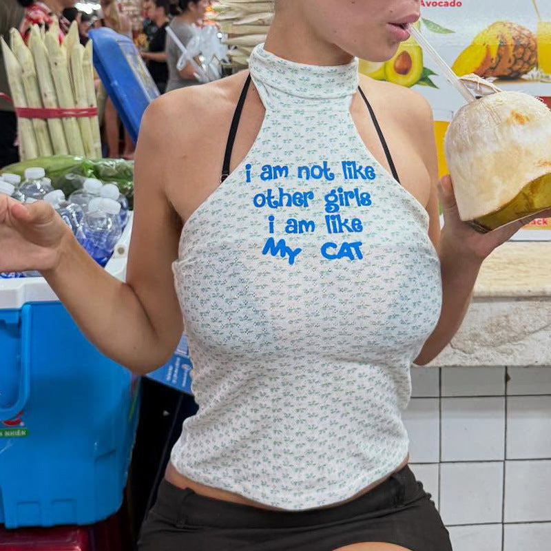 Damen Crop-Top mit trendigem Katzenmotiv Echo Archiv