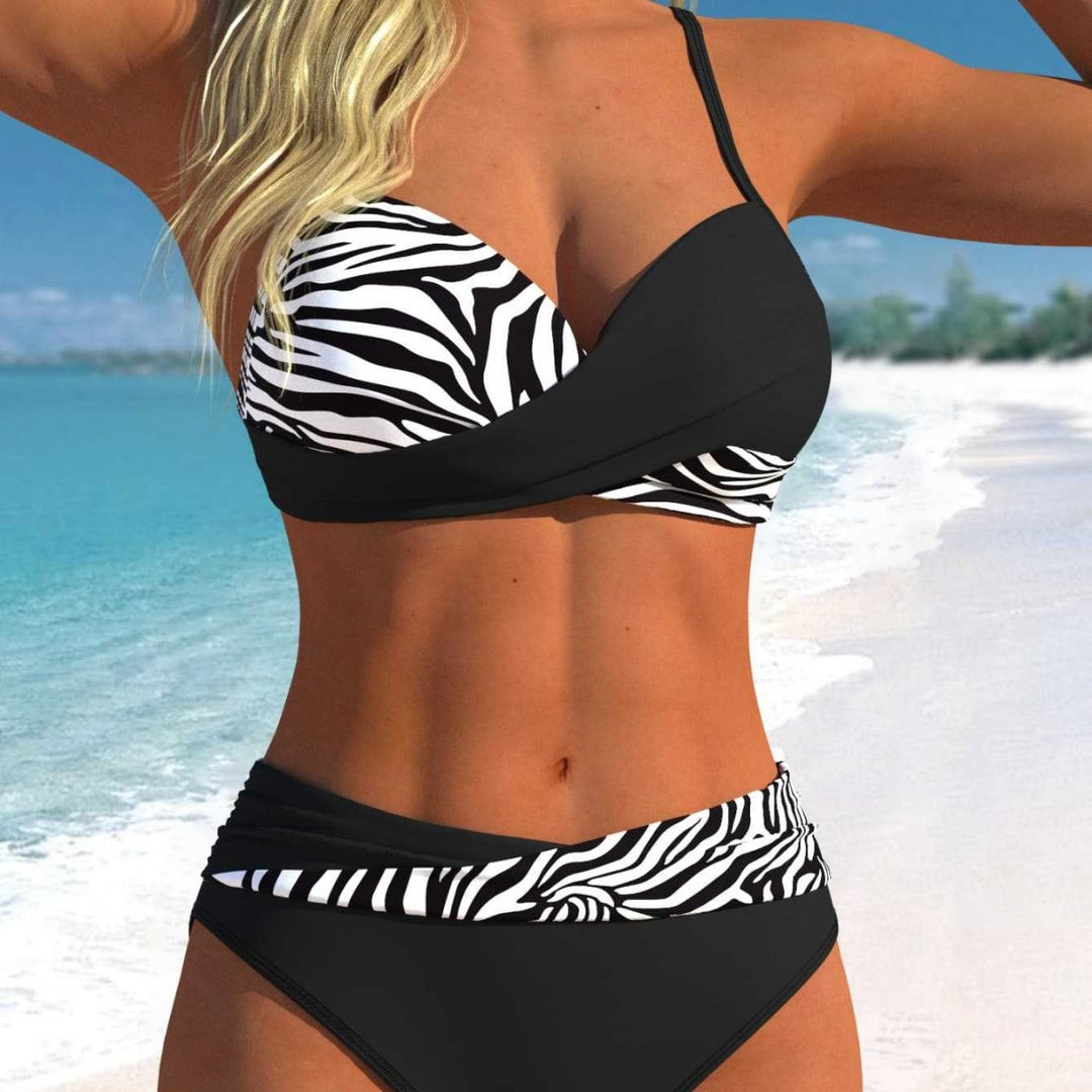 Damen Sportliches Bikini-Set mit Wickeldesign und hohem Bund Echo Archiv
