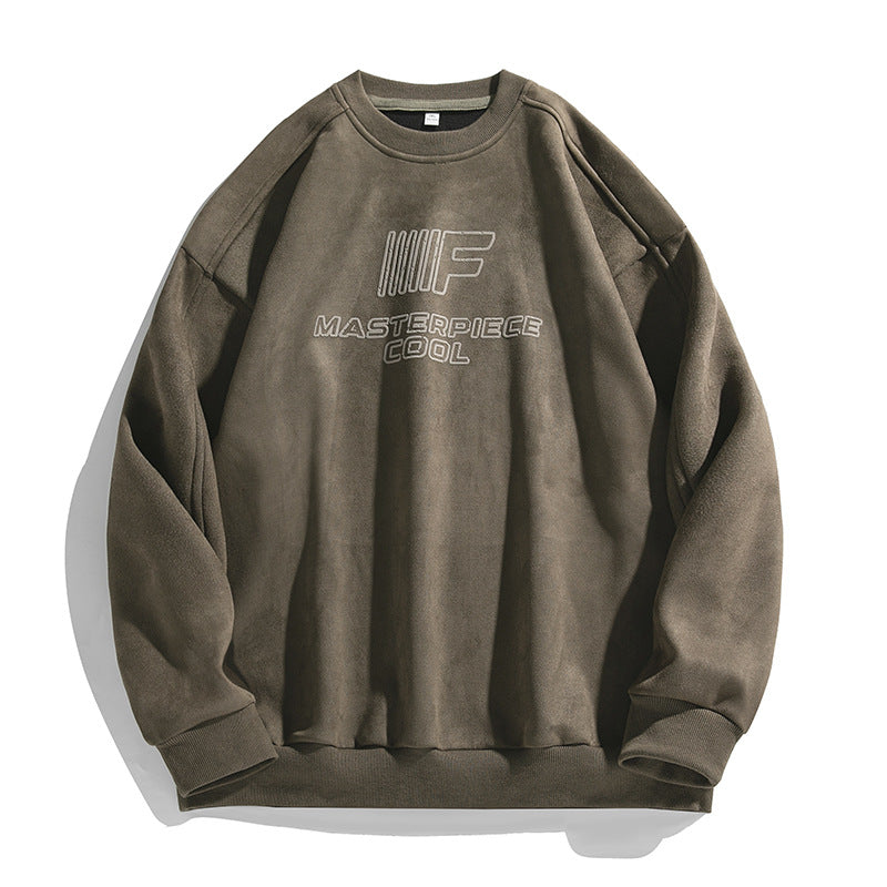 Unisex Fleece-Sweatshirt mit Samtoptik, gesticktem Logo und Drop-Shoulder Echo Archiv