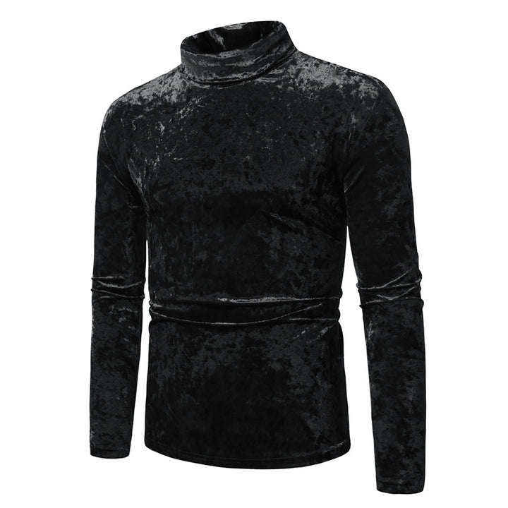 Herren Eleganter Rollkragenpullover aus weichem Samtstoff Echoarchiv