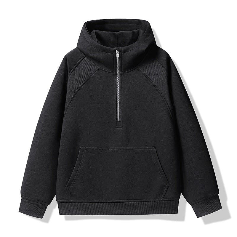 Unisex Halbzip-Kapuzenpullover mit hohem Kragen, Kängurutasche & gerippten Bündchen Echoarchiv