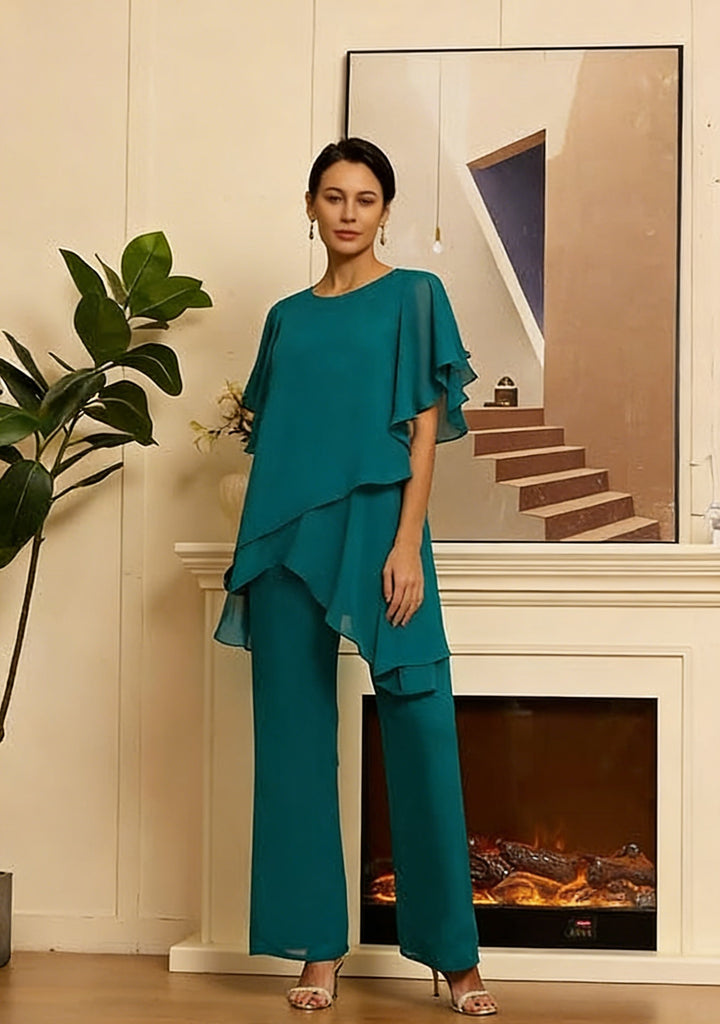Damen Elegantes Zwei-Teiler-Set mit luftigen Ärmeln und asymmetrischem Saum Echo Archiv
