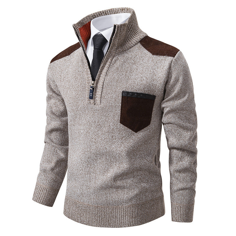 Herren lässiger Pullover mit halbem Reißverschluss und modernem Kragen Echoarchiv