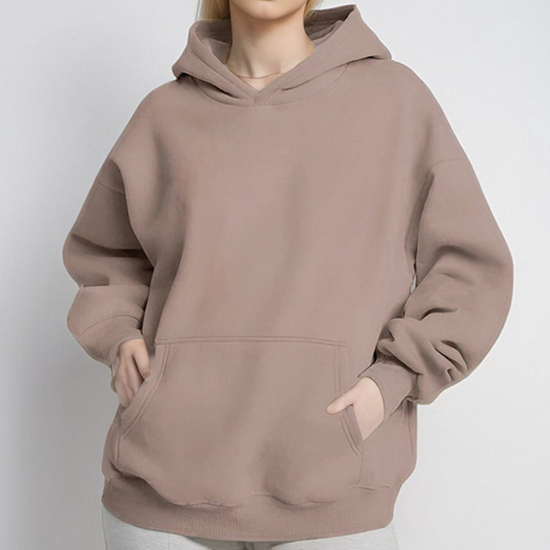 Damen nan lockerer Kapuzenpullover aus French Terry mit tiefer Schulterpassform und Kängurutasche Echo Archiv