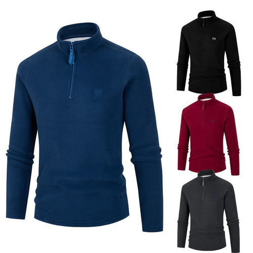 Herren Fleece Pullover mit Stehkragen und Reißverschluss Echoarchiv