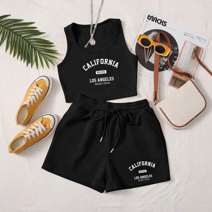 Damen Sportliches Zweiteiler Set mit Top und Shorts Echo Archiv