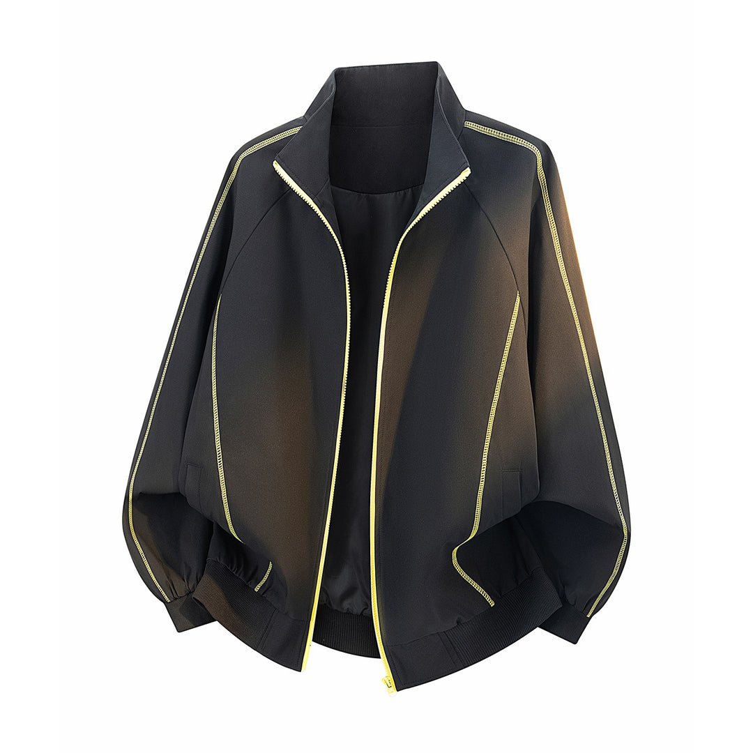 Damen Oversize-Bomberjacke mit Kontrastpaspeln, Stehkragen & Ballonärmeln Echoarchiv