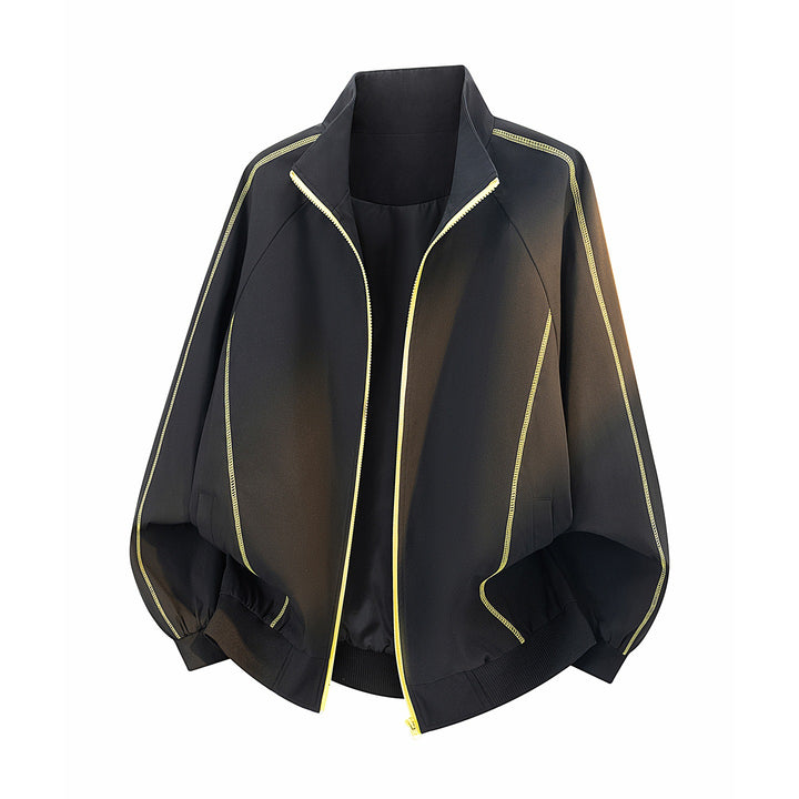 Damen Oversize-Bomberjacke mit Kontrastpaspeln, Stehkragen & Ballonärmeln Echoarchiv