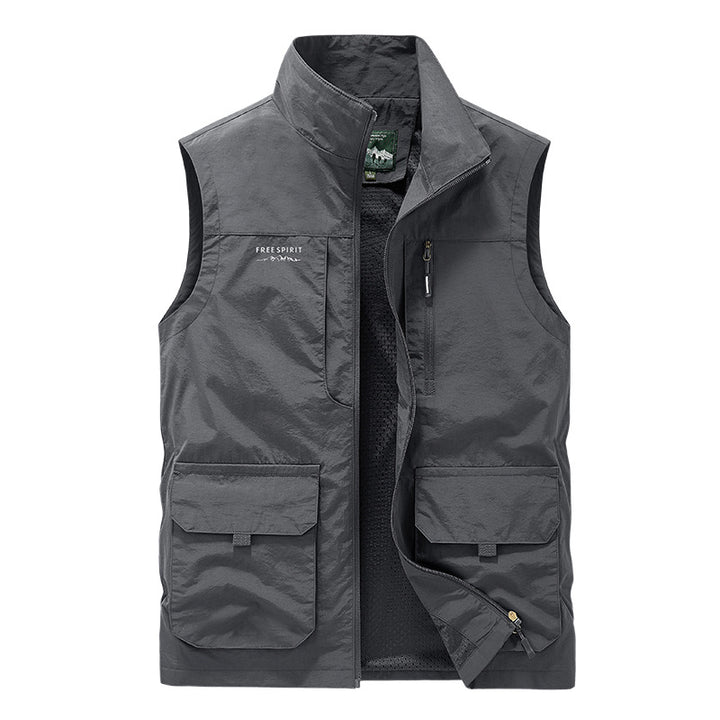 Herren Multifunktionale Utility-Weste mit Stehkragen und Mehrfachtaschen Echo Archiv