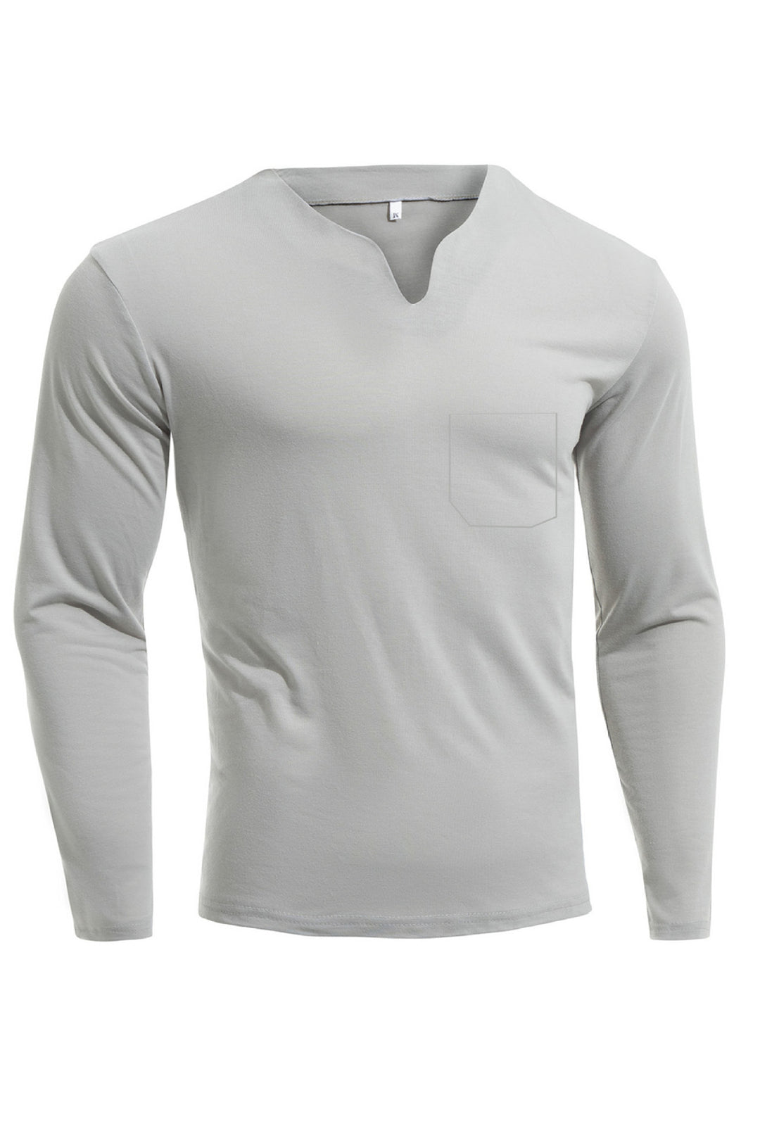 Herren nan Langarmshirt mit V-Ausschnitt Slim Fit Baumwollmix und elastischem Komfortbund Echo Archiv
