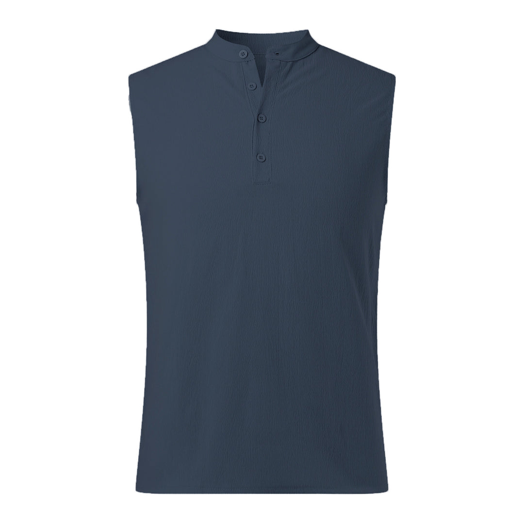 Herren ärmelloses Henley-Shirt mit Knopfleiste Echoarchiv