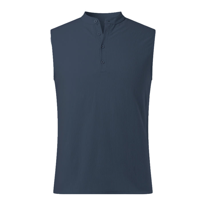 Herren ärmelloses Henley-Shirt mit Knopfleiste Echoarchiv