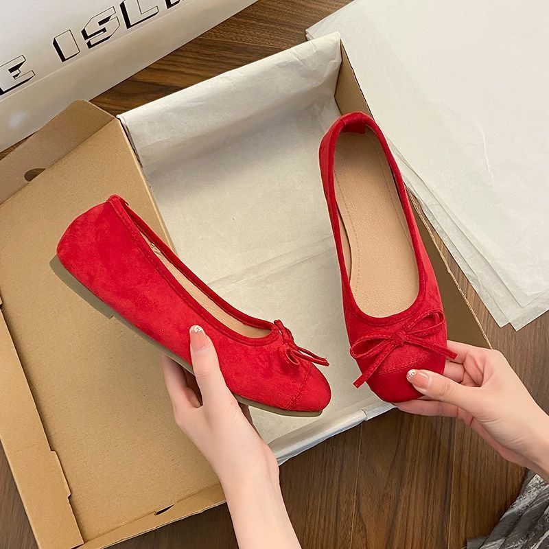 Damen Ballerina-Slipper mit quadratischer Zehenbox, weichem Komfortfußbett und Zierschleife Echo Archiv