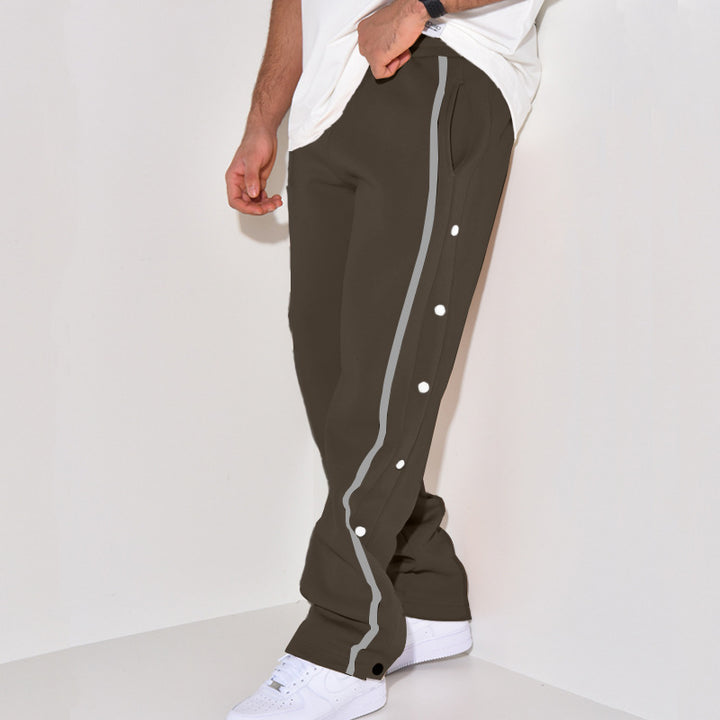 Herren Snap-Trackhose mit seitlichem Kontraststreifen, Druckknopf-Leiste und elastischem Bund Echoarchiv