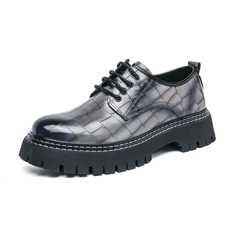 Damen Chunky Derby‑Schnürschuh mit Krokoprägung, lackiertem Kunstleder und profilierter Plateau‑Sohle Echo Archiv