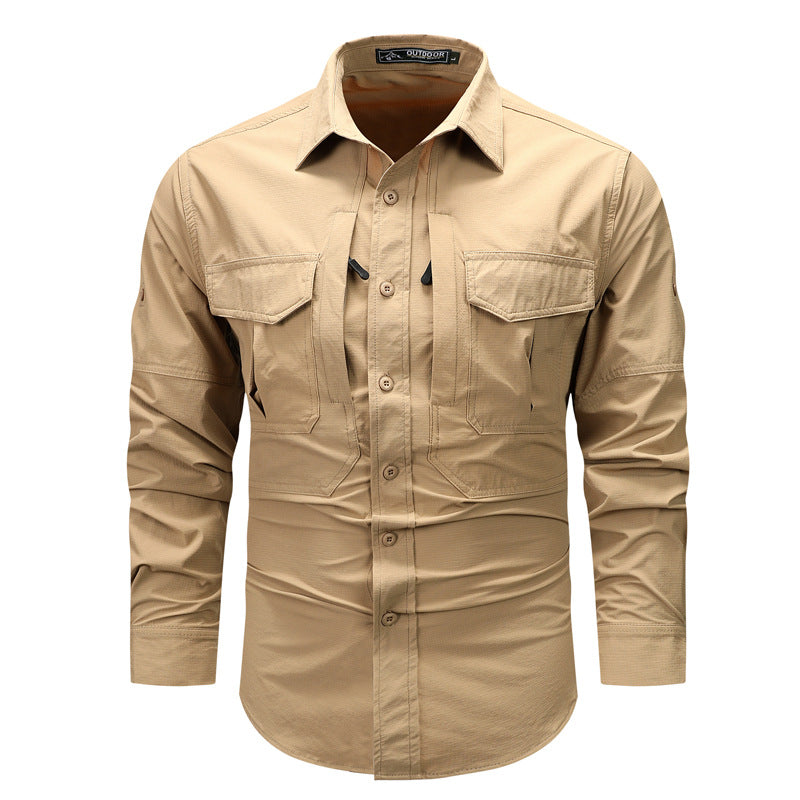 Herren nan strukturiertes Overshirt aus atmungsaktivem Ripstop mit zwei Klappbrusttaschen Echo Archiv