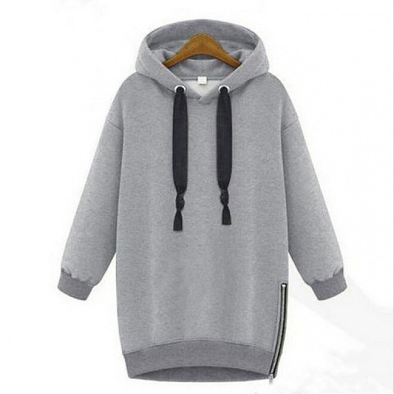 Damen Oversize Kapuzenpullover mit seitlichem Reißverschluss – Auréline
