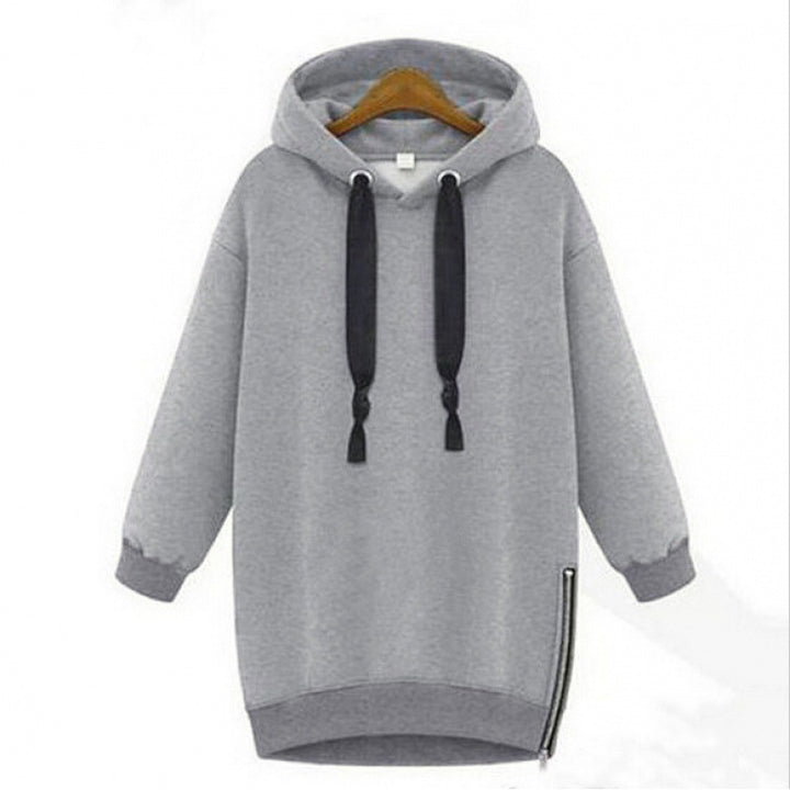 Damen Oversize Kapuzenpullover mit seitlichem Reißverschluss – Auréline